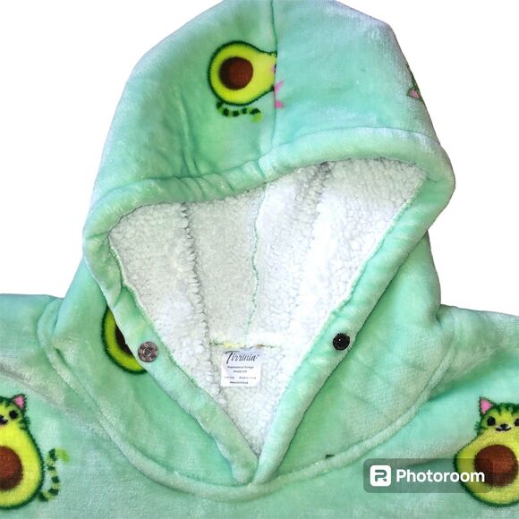 Tirrinia Wearable Blanket Snuggie Oversized Hoodie Avocado cat Blanket adult - Picture 6 of 11